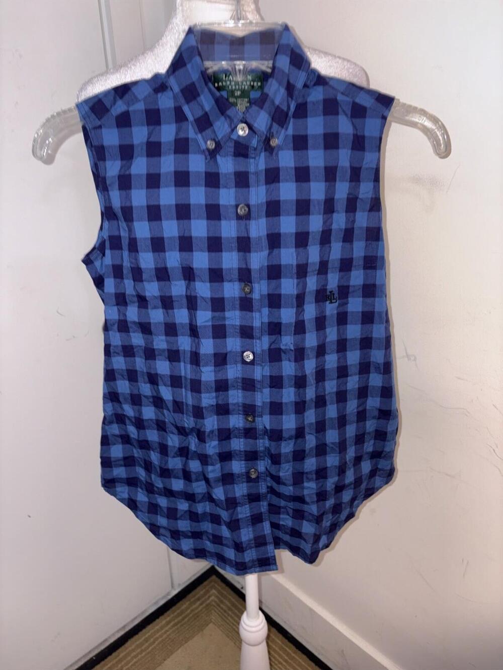 Lauren Ralph Lauren Blue Plaid 100% Cotton Button Down 2P